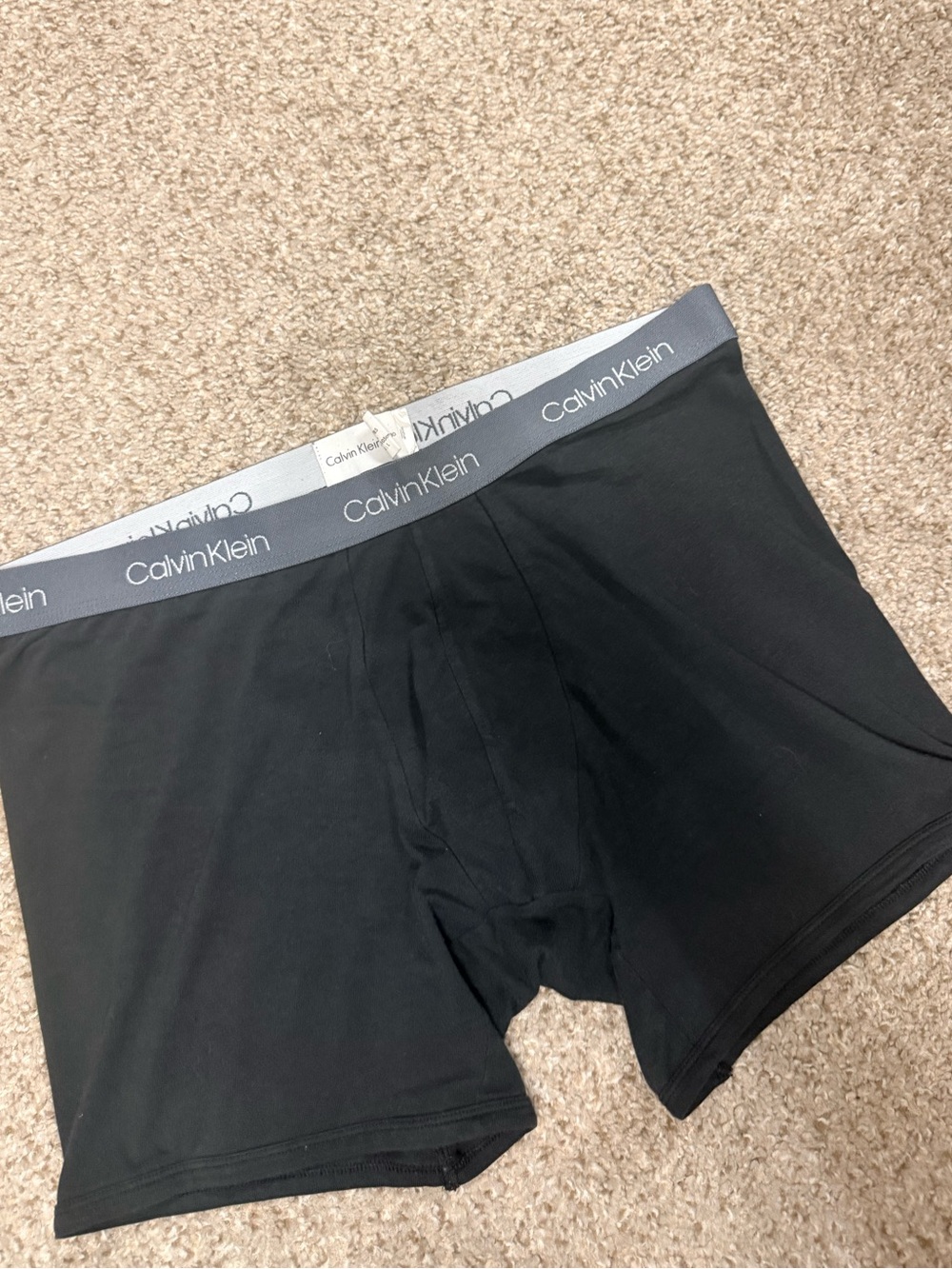 Calvin Klein Men's Black Boxer Briefs with Gray Waistband - Picture 2 of 4
